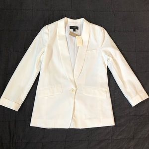 JCREW Unstructured Blazer in Cotton-Linen White Size 4 NWT